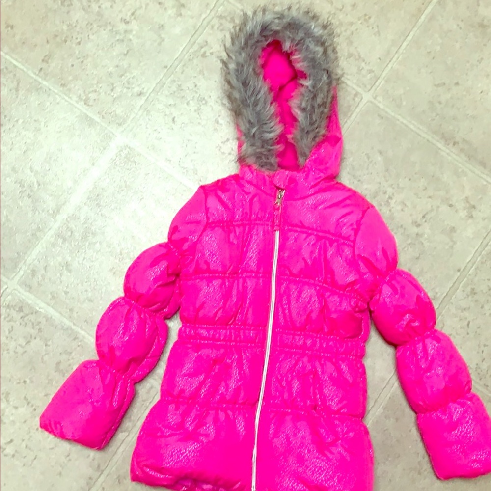 Girls pink sparkle jacket with hood